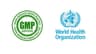 WHO and GMP certification logos